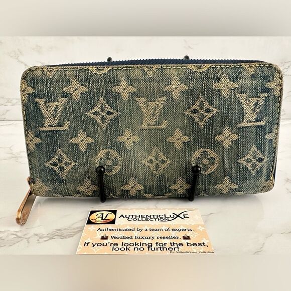 🌺RARE🌺 LOUIS VUITTON Monogram Denim Zippy Long Wallet Blue - Picture 1 of 10